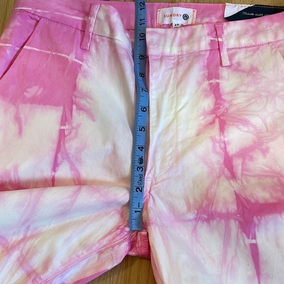Sundry Tie Dye Roll Up Trouser Pants Pink White Cuffed 29 Chino Hippie Casual - Picture 11 of 14